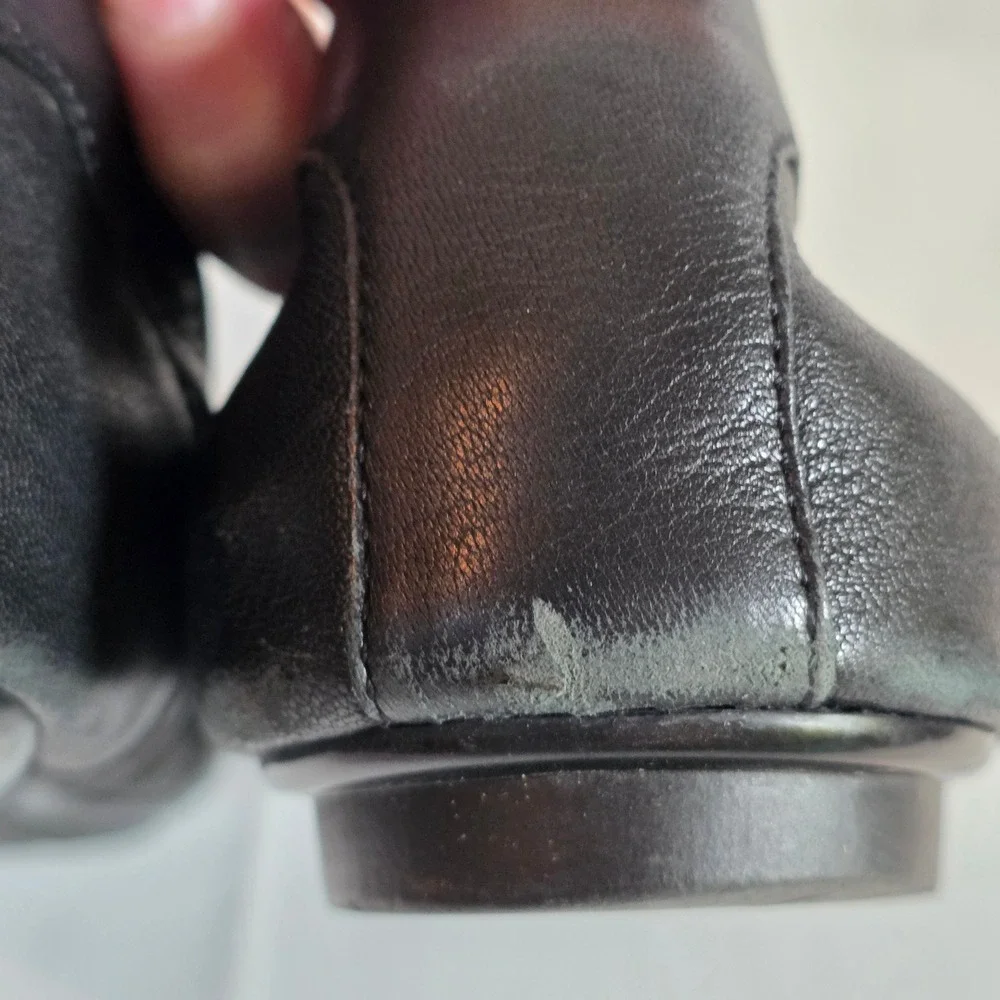 Vionic Ava Black Leather Quilted Cap Toe‎ Ballet Flats Womens 8.5 Minimalist